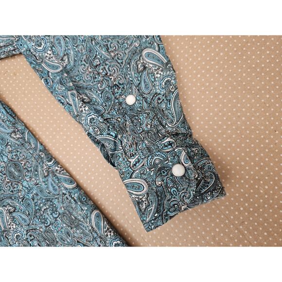 Rafter C Cowboy Collection Pro Flex 45 Performance Medium Green Paisley Shirt - Picture 6 of 16